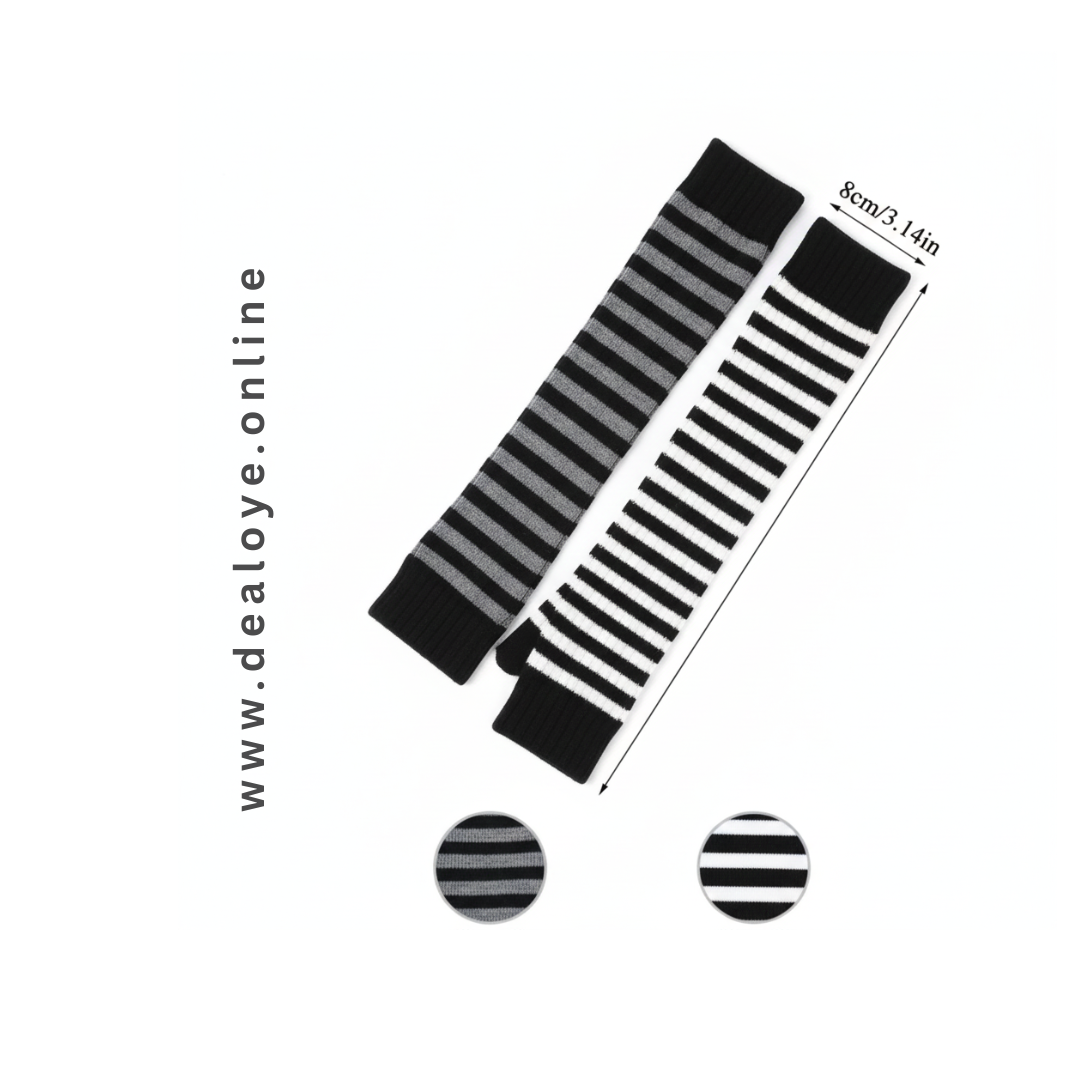 Wool Arm Sleeve Thumb Hole - 2 Pcs Set in Black & Grey for Ultimate Warmth