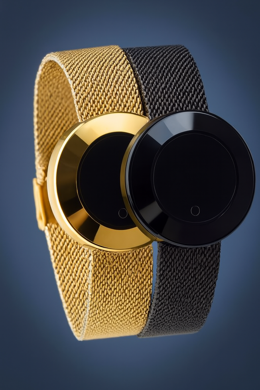 Ladies Smart Watch with Mesh Strap (Black / Golden)