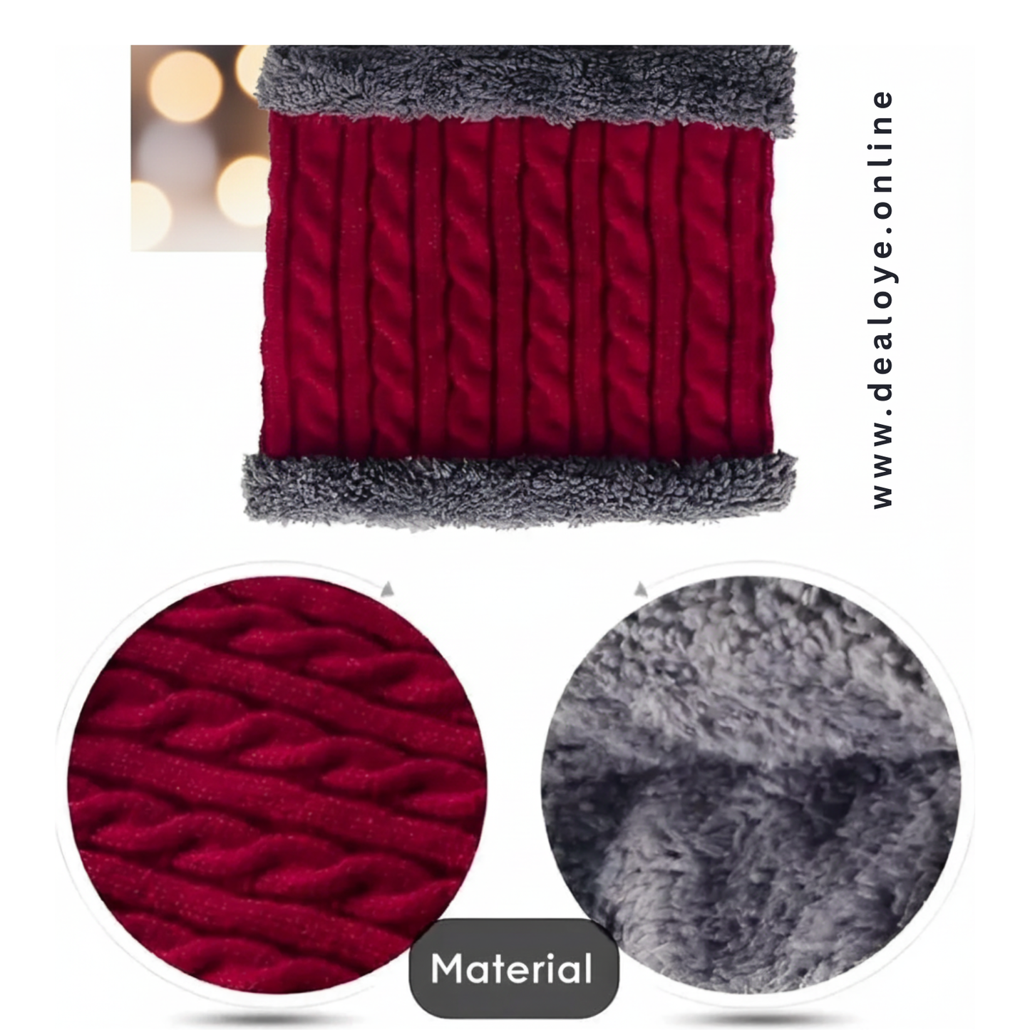 Winter Knitted Beanie Cap Neck Warmer Gloves Set For Men & Women